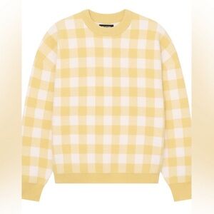 NAADAM Yellow Gingham Cashmere Sweater S